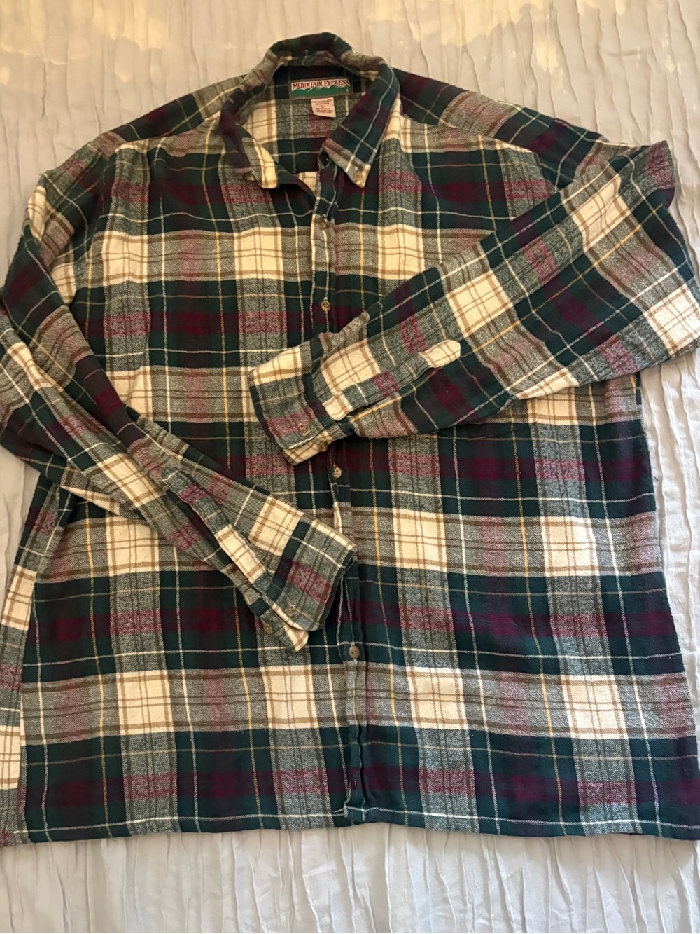 Vintage Mountain Express Plaid Flannel Shirt Mens L grandpacore cottagecore